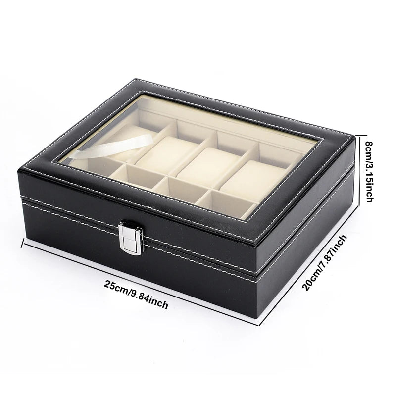 3/6/10/12/20 Slots PU Leather Watch Display Box Multi-Purpose Jewelry Wristwatch Storage Boxes For Women Men