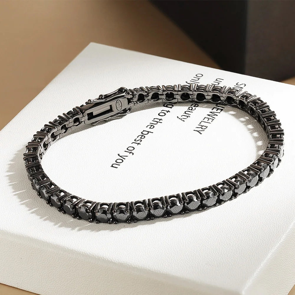 Serenity 3mm 5mm Royal Blue Moissanite Tennis Bracelet Women Man S925 Sterling Silver Bracelet Plated 18K Hand Chain Anniversary