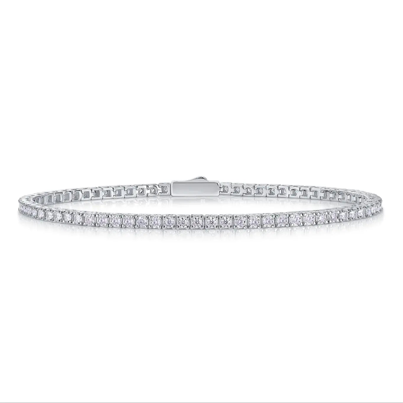 Sweetrain Moissanite Tennis Bracelet for Women 18K White Gold Plated S925 Sterling Silver Lab Grown Diamond Bracelet with GRA