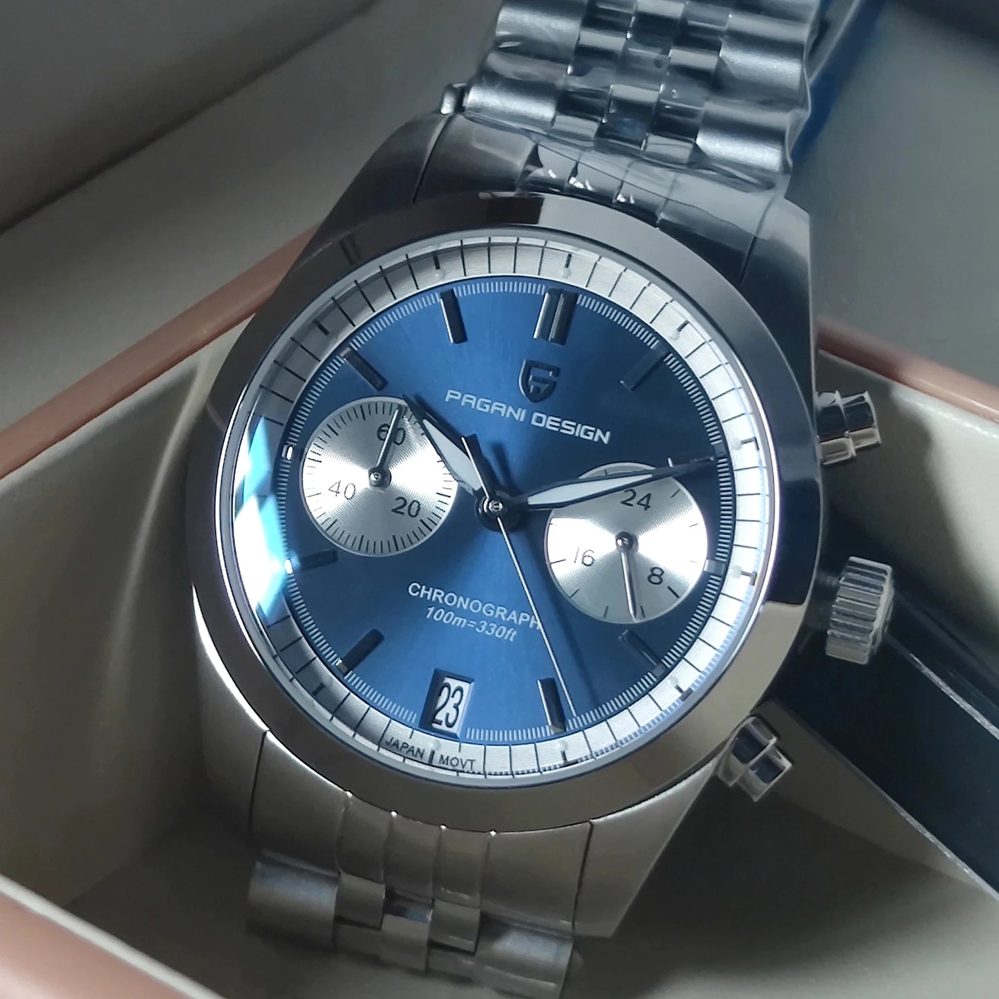 PAGANI DESIGN Fashion Men's Quartz Wristwatches PD1775 Sapphire Glass Stainless steel strap VK64 Movement watch for men