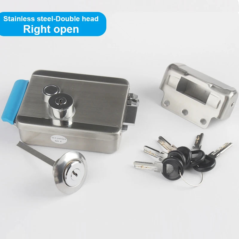 Stainless steel DC12V Electric Rim Lock With Keys for Home Video Intercom Access Control System Electric Gate Door Lock