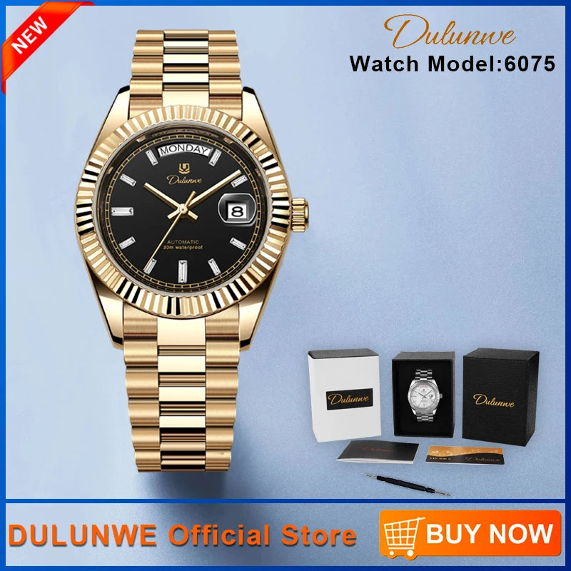 Dulunwe Datejusts Mechanical  Movement Watches For Men Automatic Mechanical Watches Calendar Waterproof Men Watch