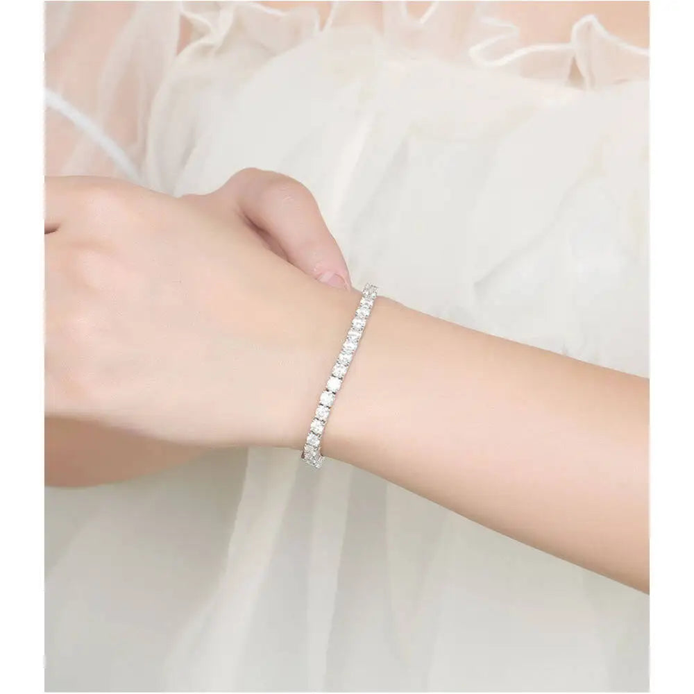 TY D VVS1 Moissanite Tennis Bracelet Original S925 Sterling Sier Plated White Gold With GRA Bracelets For Women Man