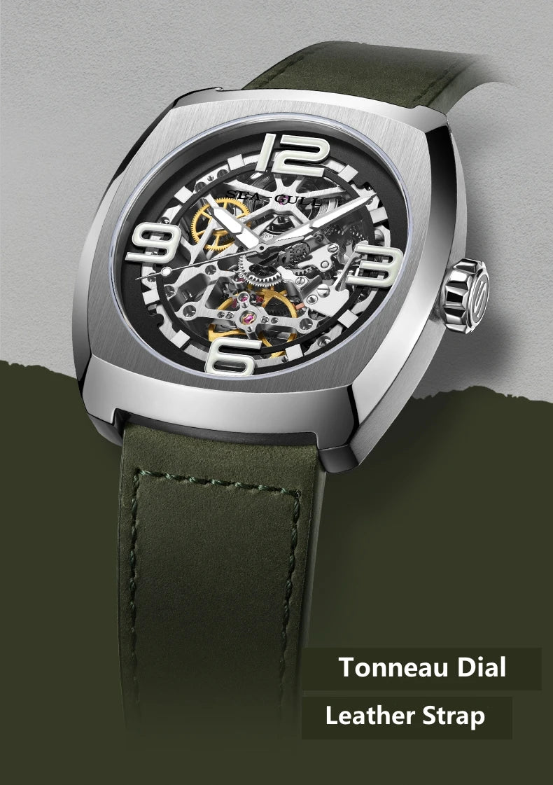 2025 Seagull Men's Mechanical Watches 44MM Skeleton Dial Luxury Man Wristwatch Sapphire Stainless Steel Waterproof Clock 6167