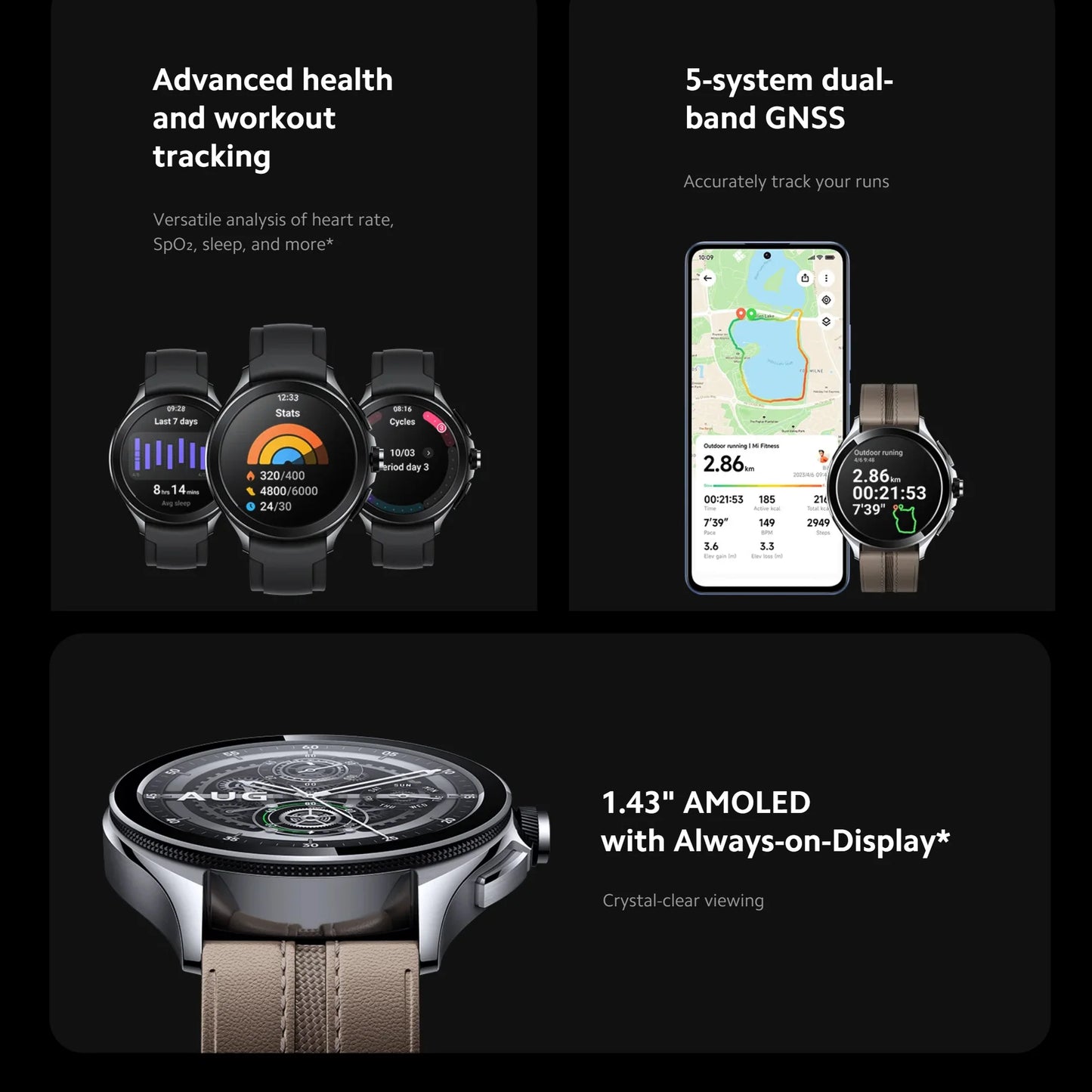 Xiaomi Watch 2 Pro 2GB 32GB 1.43" AMOLED Display 326 PPI 150+ Sports Modes Qualcomm Snapdragon W5+ Gen 1 Magnetic Charge 54.5g