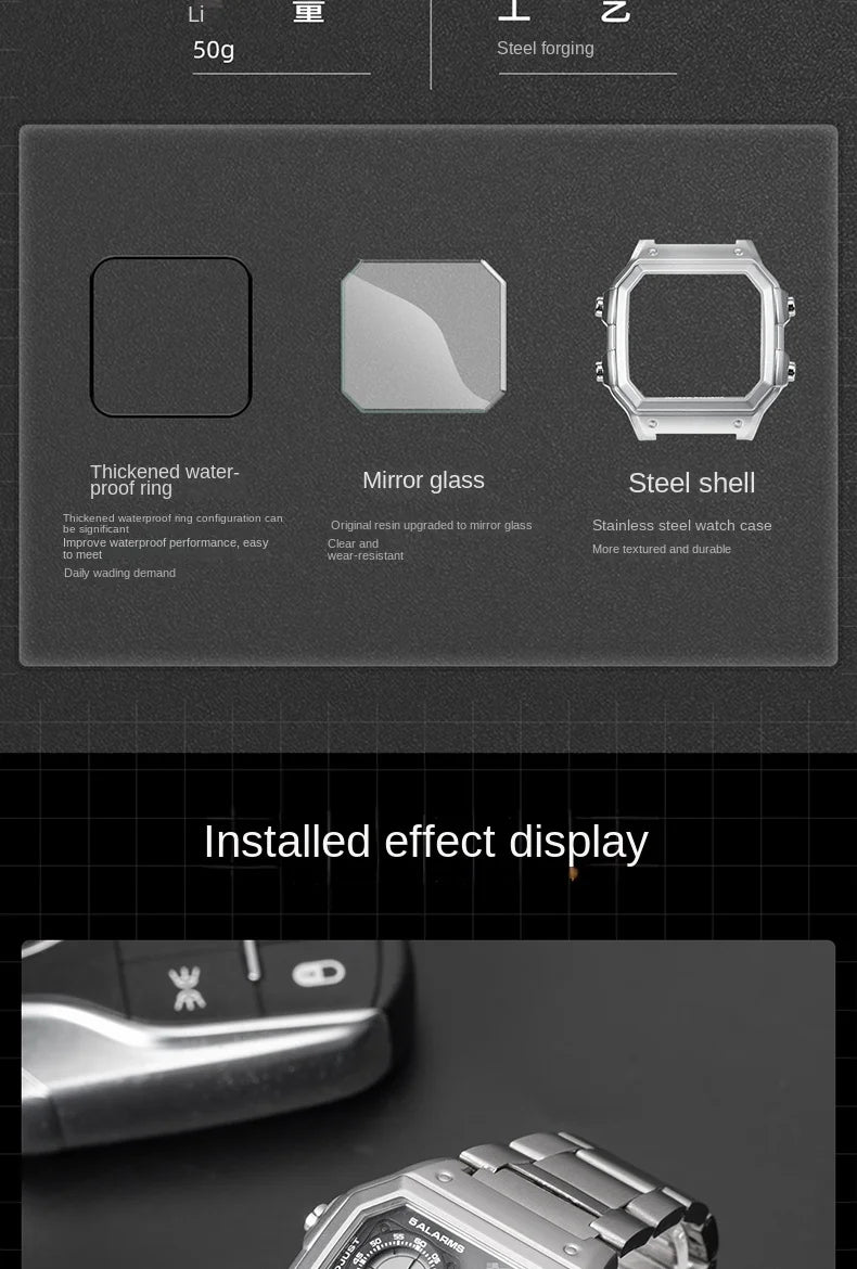 Casio AE1200 case mod kit modification all metal case 3299 AE-1200 bezel glass waterproof ring kit 304 stainless steel part