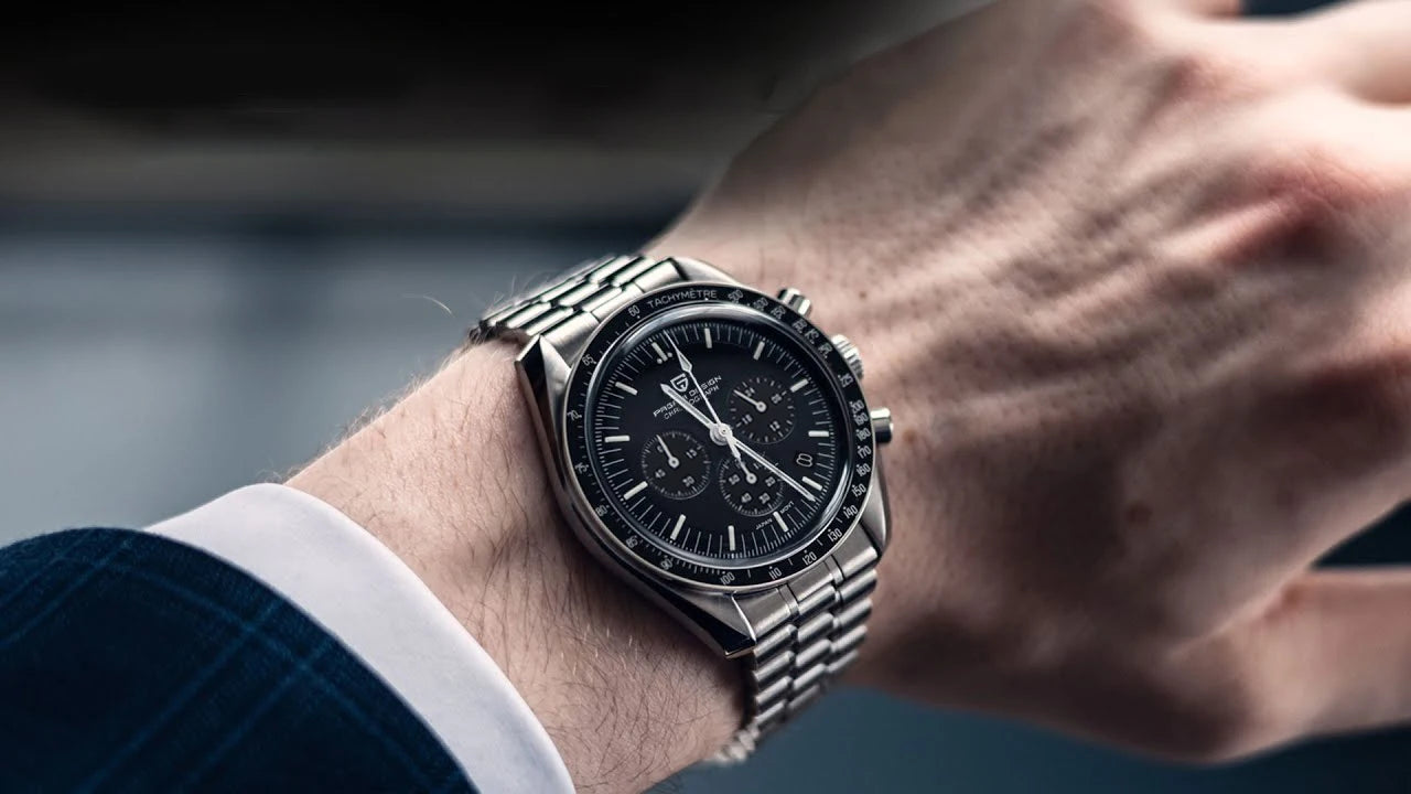 PAGANI DESIGN Saturn Men's Watches 2025 New Top Luxury Quartz Watch Men Light Tan Chronograph AR Sapphire crystal Wristwatch Men