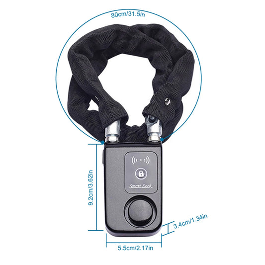 Smart Bluetooth Chain Lock Keyless Bike/Motorcycle Gate/Door Lock With Anti Theft Alarm 110Db APP Phone Control
