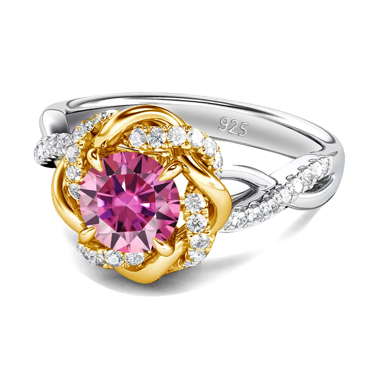 1ct to 3ct Moissanite Diamond Certified Ring Original Sterling Silver 925 Rings for Women Twist Floral Luxury Wedding Jewelry