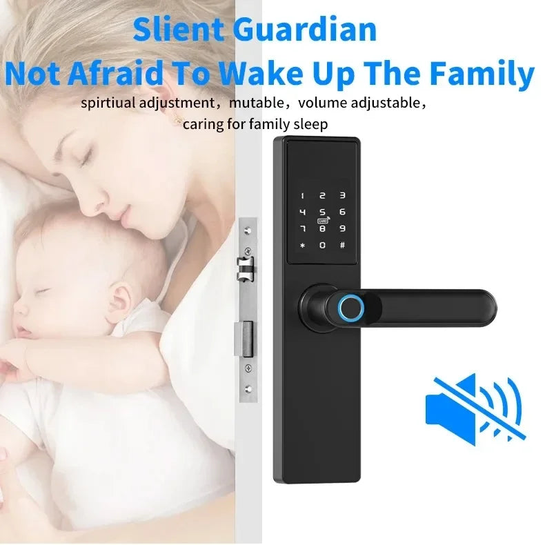 Tuya Smart Life APP Remote Control Lock, Smart Door Fingerprint Password Lock, Keyless Entry, Security Handle Fingerprint Hang