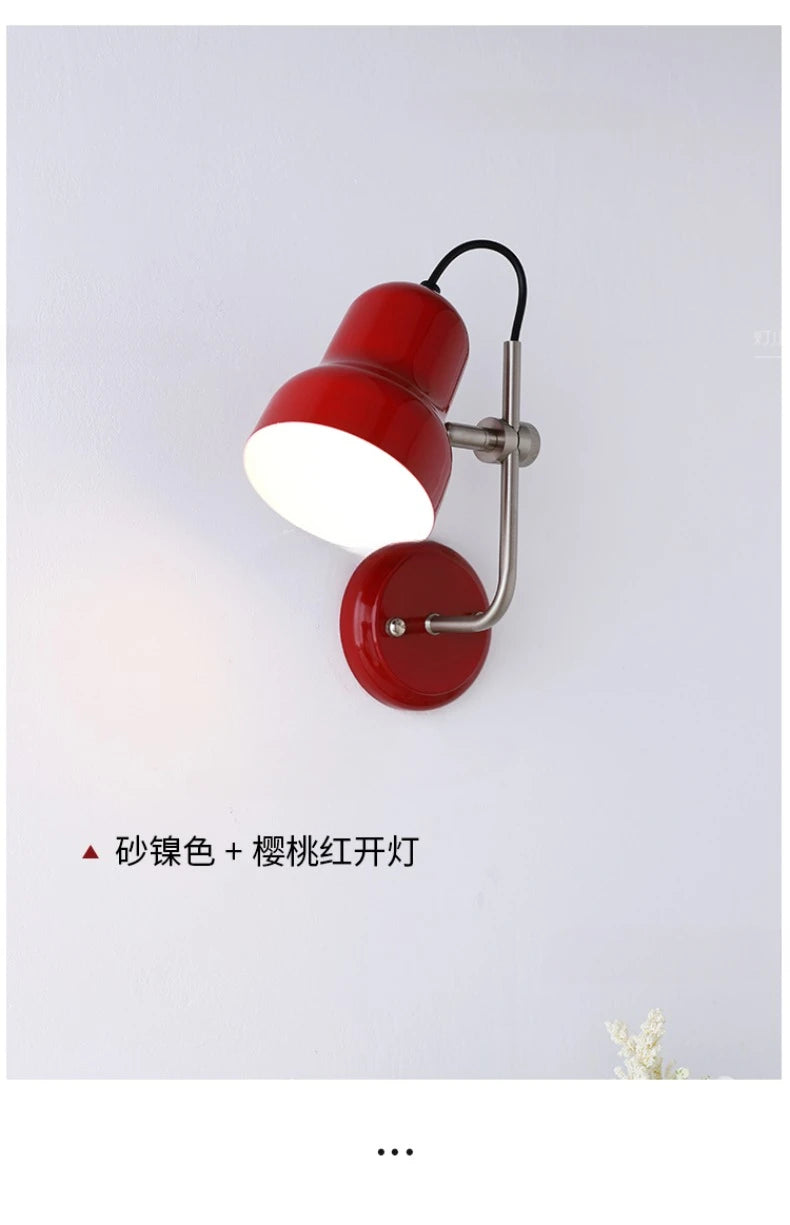 Bauhaus Vintge Medieval Red/Orange Wall Lamp LED E27 Iron Art Atmosphere Adjustable Wall Mounted Bedroom Bedside Study Reading