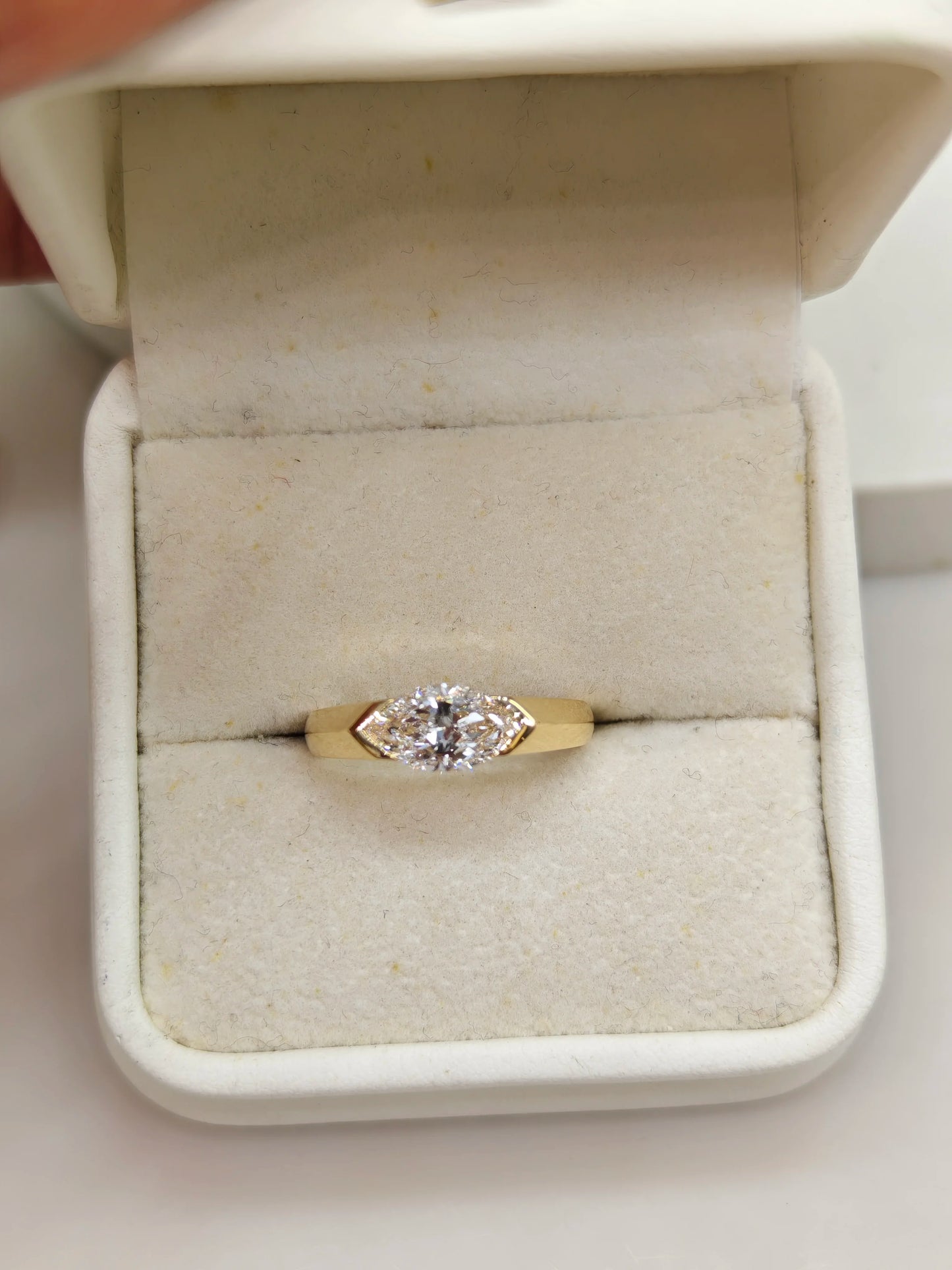 wholesale lab grown HPHT CVD Horse 's-eye cut with IGI certificate diamond lab grown diamond 1ct 14K gold rings Spot goods