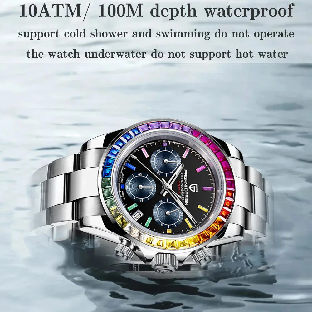 2025 New PAGANI DESIGN Rainbow Circle PD1644 Luxury Quartz Watch For Men Automatic Wristwatches Men Sport Waterproof Chronograph
