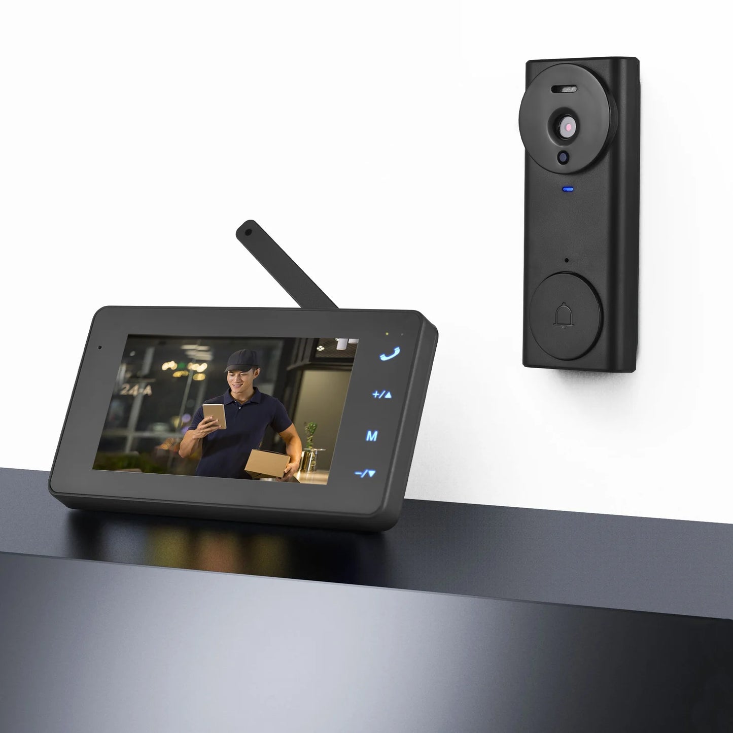 Wireless Video Doorbell Camera with Monitor Display 4.3 IPS Screen Video Door Phone Camera Kits for Villa Home Office Apartment