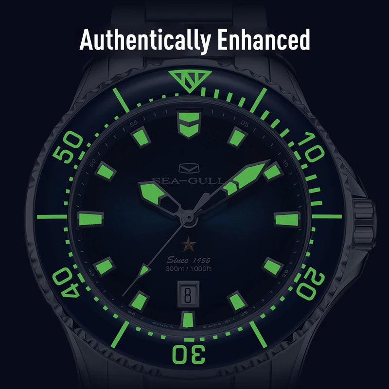 Seagull 40mm Ocean Series Pro Wristwatch relogio masculino Men's Automatic Mechanical Watch 300m Diving Sapphire Crystal 1213