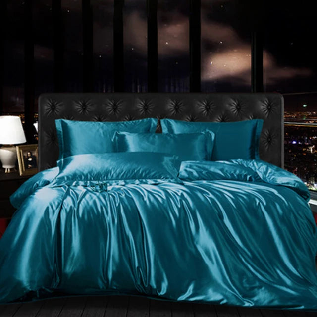 High End Mulberry Silk-Blending Fabric Duvet Cover Set Luxury King Size Bedding Set Silky Quilt Cover and Pillowcase No Sheet
