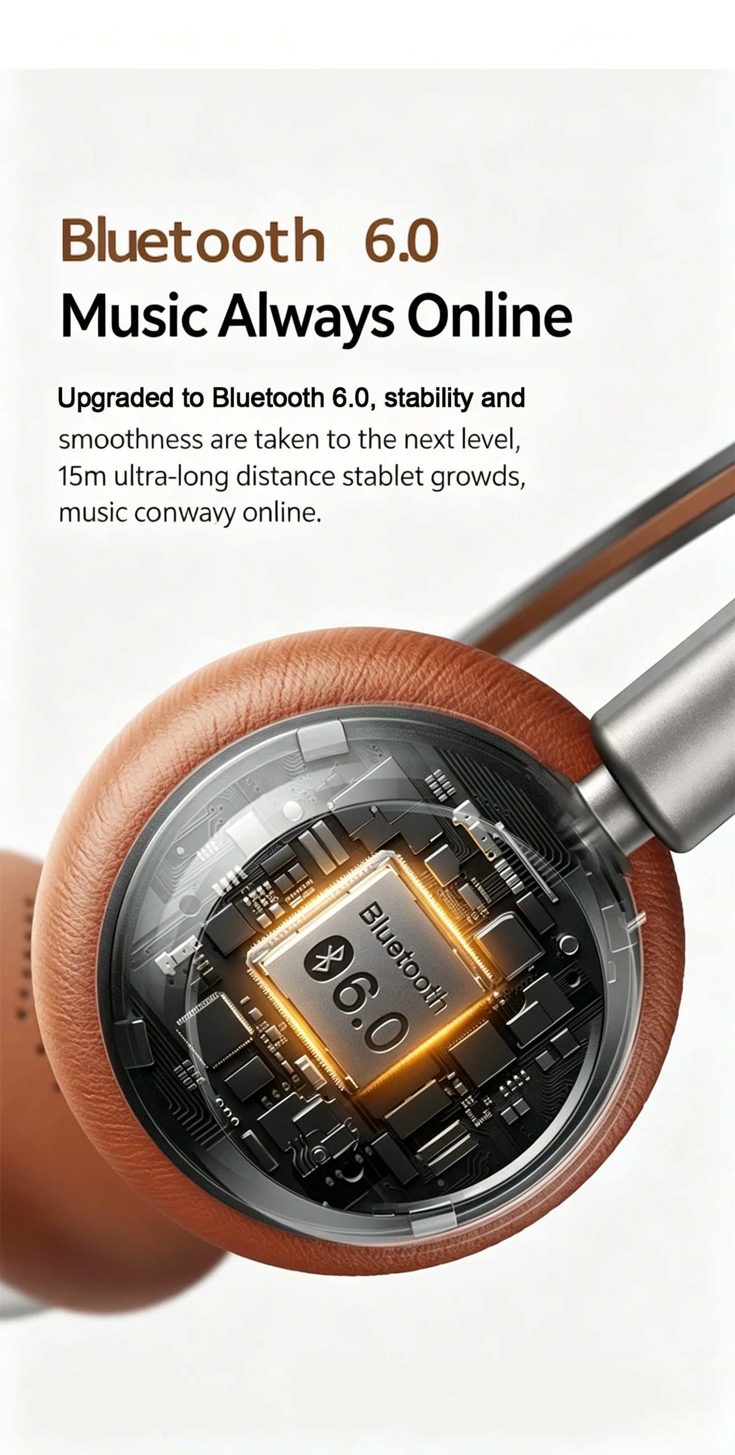 High-Quality Wireless Bluetooth-compatible Headphones, Smart Noise Cancelling, Universal Music Earbuds, V6.0 Headset Earphones