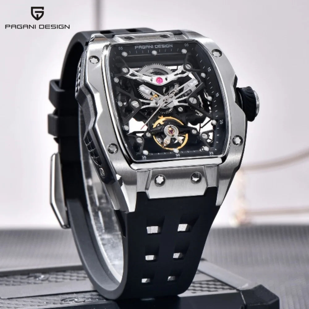 PAGANI DESIGN 2025 New Men's Automatic Mechanical Watch 42mm Fashion Casual Skeleton Sapphire Stainless Steel Watch for Men