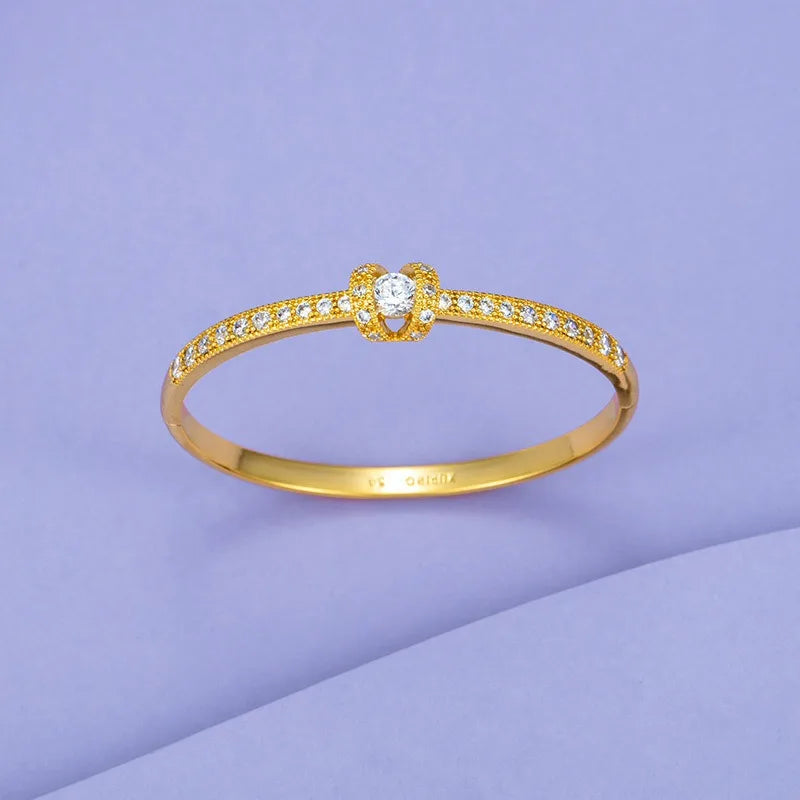 AU999 Gold Bracelet Diamond Clamps Bracelet AU750 Women's Simple Light Bracelet 24K Real Gold Bracelet Jewelry