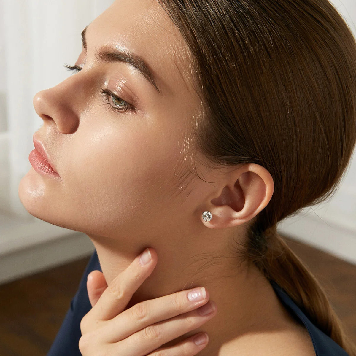 Gica Gema Premium 0.5-1ct Moissanite Diamond Stud Earrings For Women Top Quality S925 Sterling Silver Sparkling Wedding Jewelry