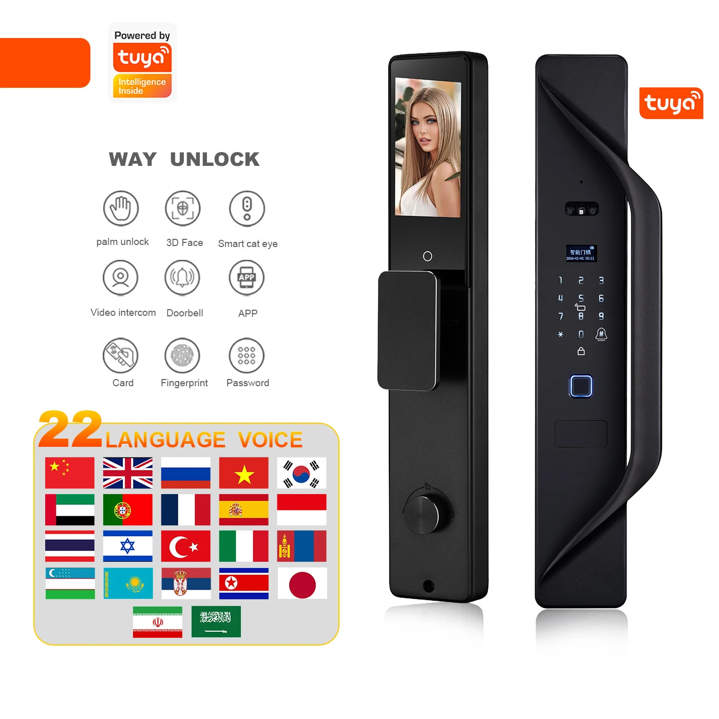 Tuya App Smart Lock Household Anti-theft Door Fingerprint Lock With Camera Password Lock Large Door Lock