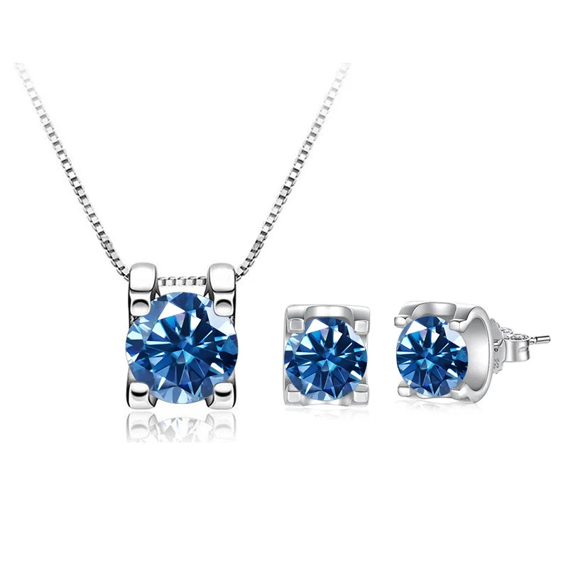 JoyceJelly 3ct D Clolor Real Moissanite Jewelry Sets Women's Sterling Silver 925 Earrings Necklace For Women Bridal Set Gifts
