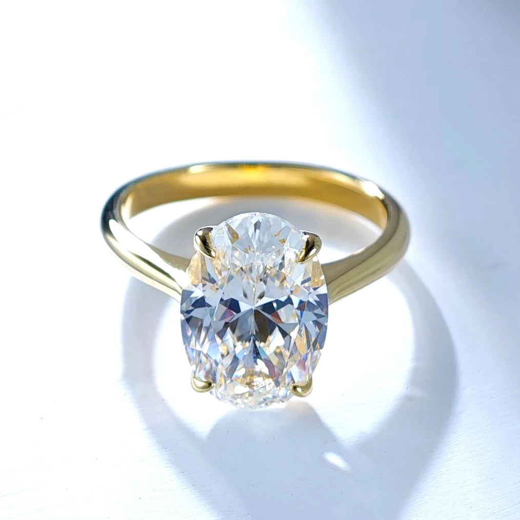 FIRERING 100% 5ct Oval Moissanite Ring 8x12MM with Certificate Passed Diamond Test Rings Women Wedding Jewelry Gift S925 Silver