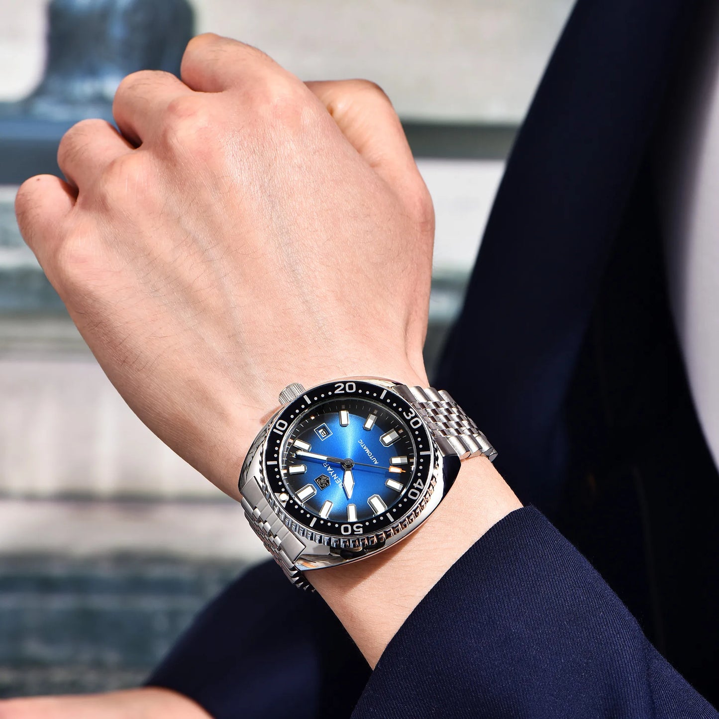 New BENYAR 42MM Tuna Men Mechanical Watch Luxury Stainless Steel Automatic Watch 50M Diving Luminous Watch for Men reloj hombre