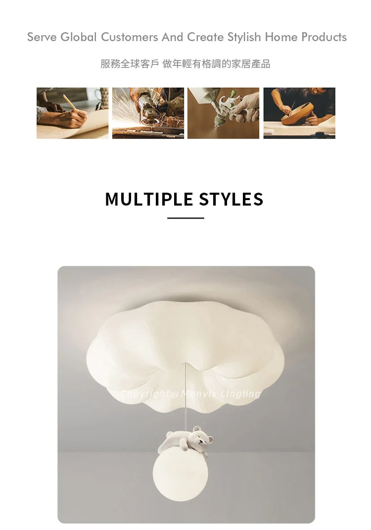 Menvix Bear Cream Modern Ceiling Light Simple Indoor Wall Lamps for Living Room Bedroom - 2025 Style Lighting Decoration