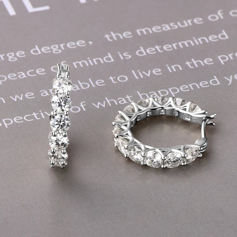 PureMax  4.0mm Full Moissanite Huggie Hoop Earrings for Women Trending Silver 925 Fine Jewelry  Moissanite Diamond Earrings