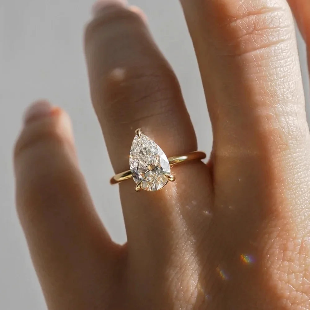 COSYA 1/2/3/4CT Pear Cut D Color Moissanite Rings/Necklace For Women S925 Silver VVS1 Lab Diamond Waterdrop Pendant Jewely Gift