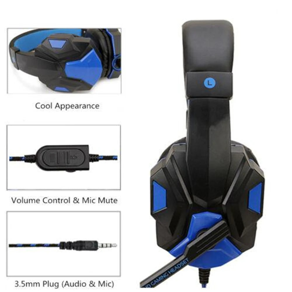 Gaming Headsets Over-Ear 3.5mm Wired Headphones Music Stereo Earphones With Adjustable Microphone For PS4 PS5 Laptop Computer PC