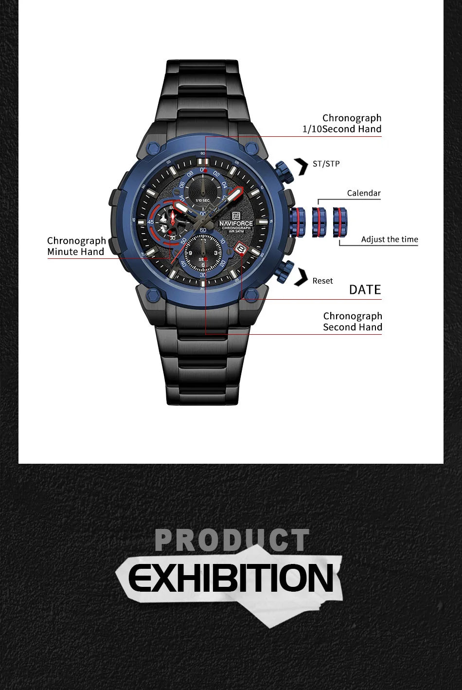 NAVIFORCF Mens Military Watches Luxury Wrist Watch Quartz Clock Watch Hot Fashion Men Waterproof Chronograph Relogio Masculino