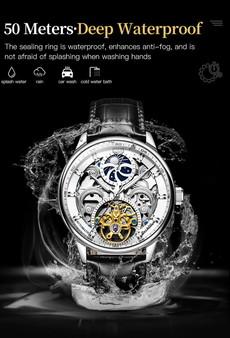 Montre-bracelet JSDUN originale étanche, best-seller pour homme, multifonctionnelle, luxueuse, élégante, à mécanisme automatique.