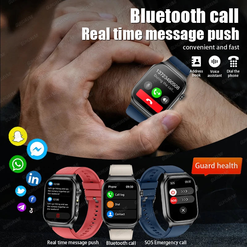 2025 New AI Human Health diagnosis ECG+HRV Smart Watch Blood Pressure Uric acid Blood lipid Bluetooth Call Smartwatch Men Women