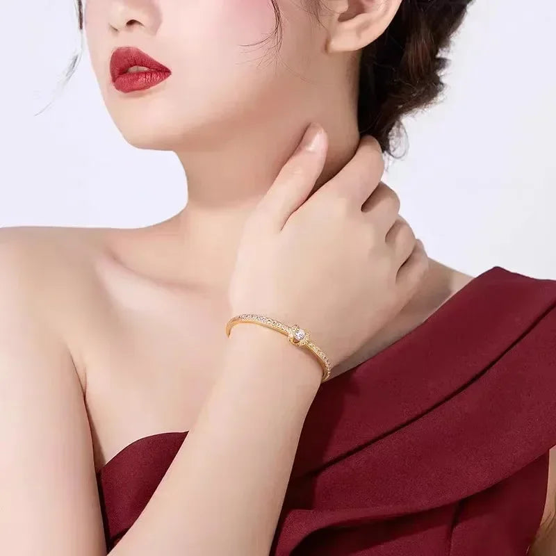 9999 24K real gold inlaid irregular personalized buckle bracelet bracelet for women's temperament jewelry