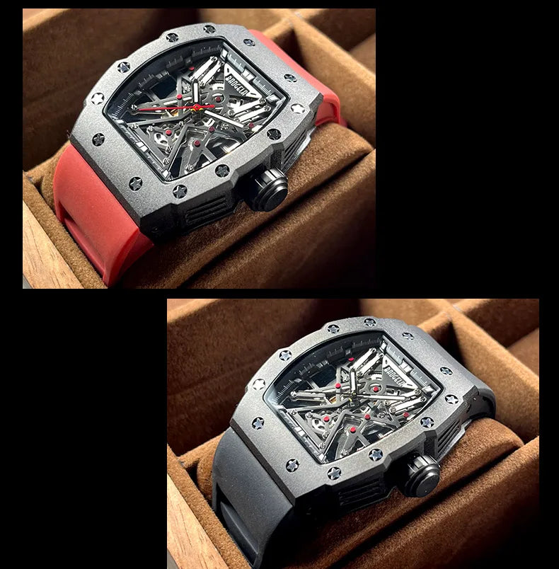 BAOGELA Black Stainless Steel Watch Men Military Sport Analog Quartz Wristwatch with Silicone Strap Luminous Hands Relogio 4147