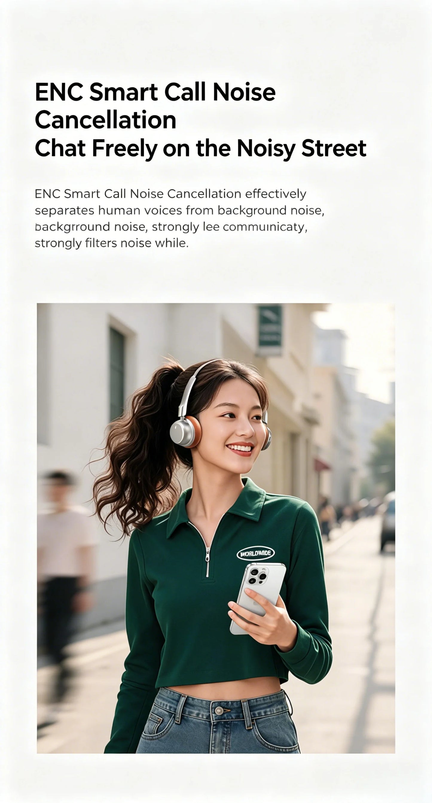 High-Quality Wireless Bluetooth-compatible Headphones, Smart Noise Cancelling, Universal Music Earbuds, V6.0 Headset Earphones