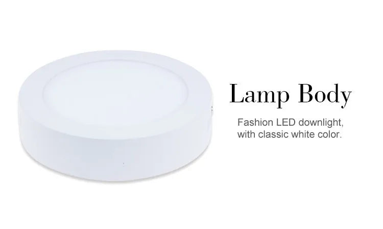 QLTEG Surface LED Square Ceiling Light 6W 12W 18W 24W 30W Round LED Panel Light Down Light with driver AC85-265V LED Indoor Lamp
