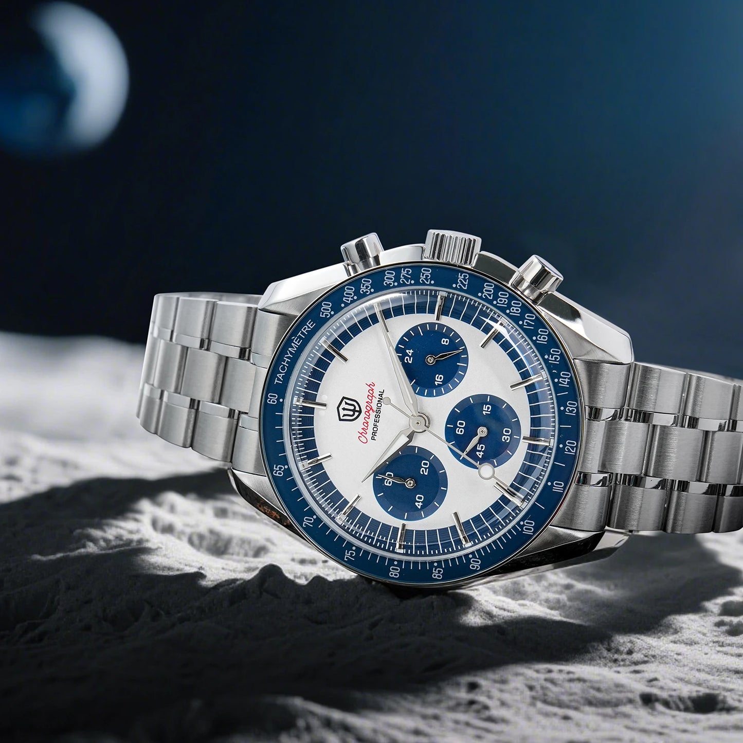 Watchdives New WD1863 Watch VK63 Chronograph Movement Aluminum Bezel BGW9 Luminous Bubble Sapphire Crystal 39mm Vintage Watches