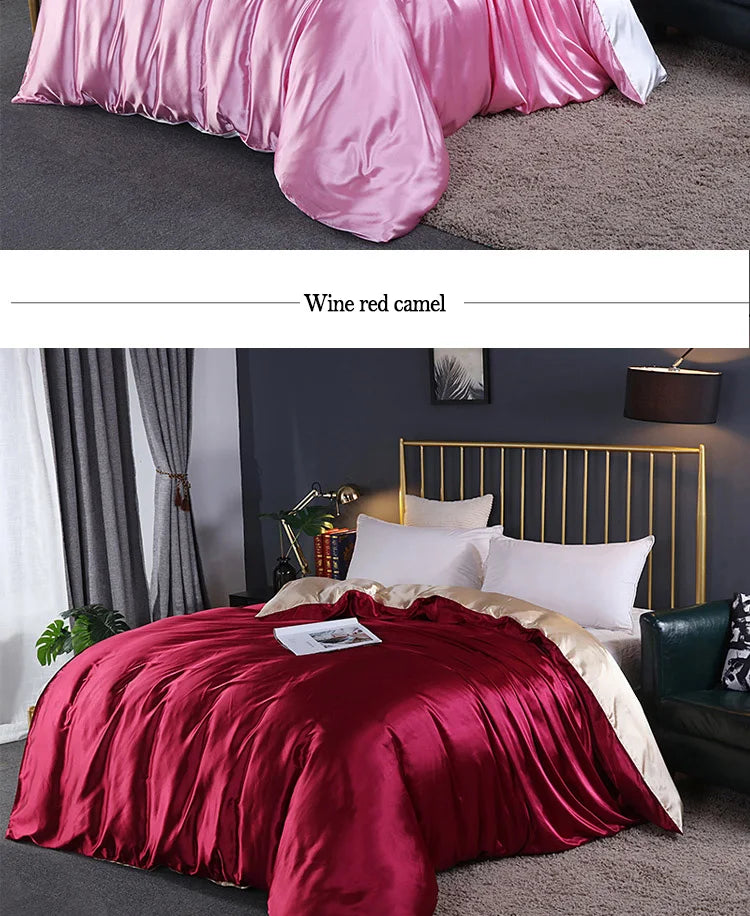 Luxury High Quality  Satin Duvet Cover Rayon Quilt Cover High Density Fabric Duvet Cover  Supple High waterfall
