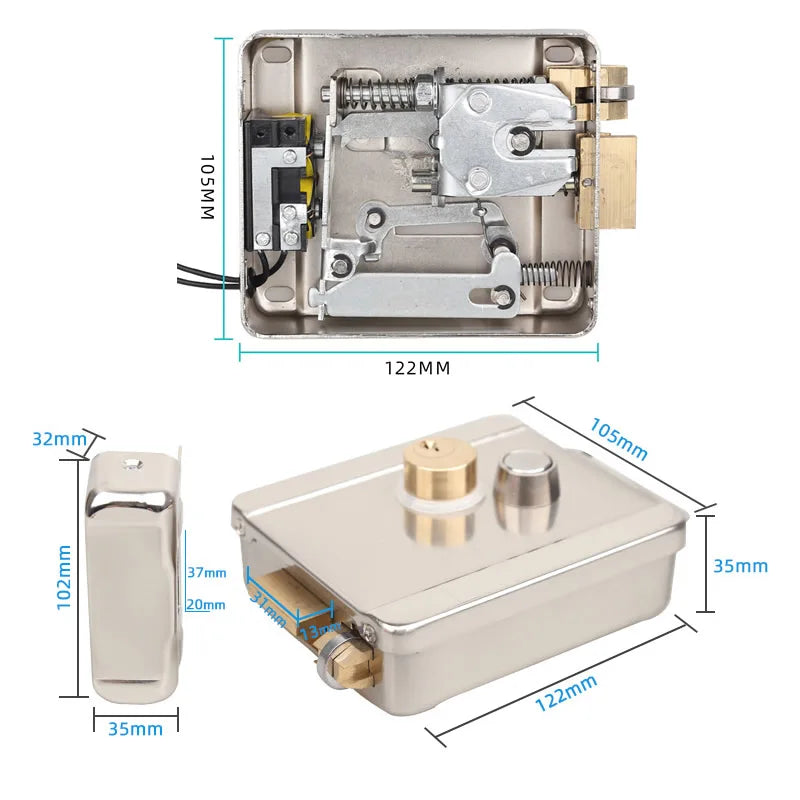 Electric Door Lock Anti-theft Double-headed Integrated Electronic Lock For 12V DC Access Control System Video Door Phone System