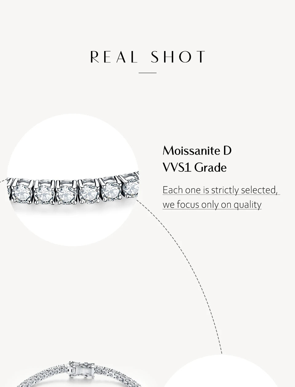 ATTAGEMS 4.0mm 5.0mm DVVS1 Pass Diamond Test Round Cut Moissanite Tennis Bracelet White Gold Plated 925 Silver Jewelry for Women