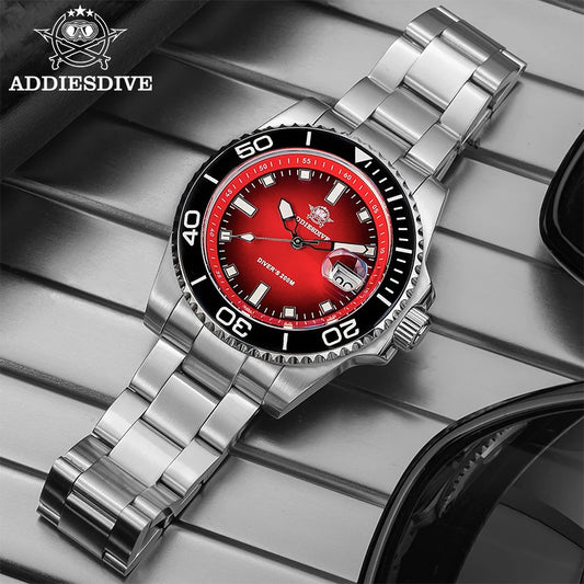 ADDIESDIVE New Men Watch AD2089 Diver 200m Waterproof Wristwatch Ceramic Bezel Luminous 316L Stainless Steel Quartz Watch AD2089