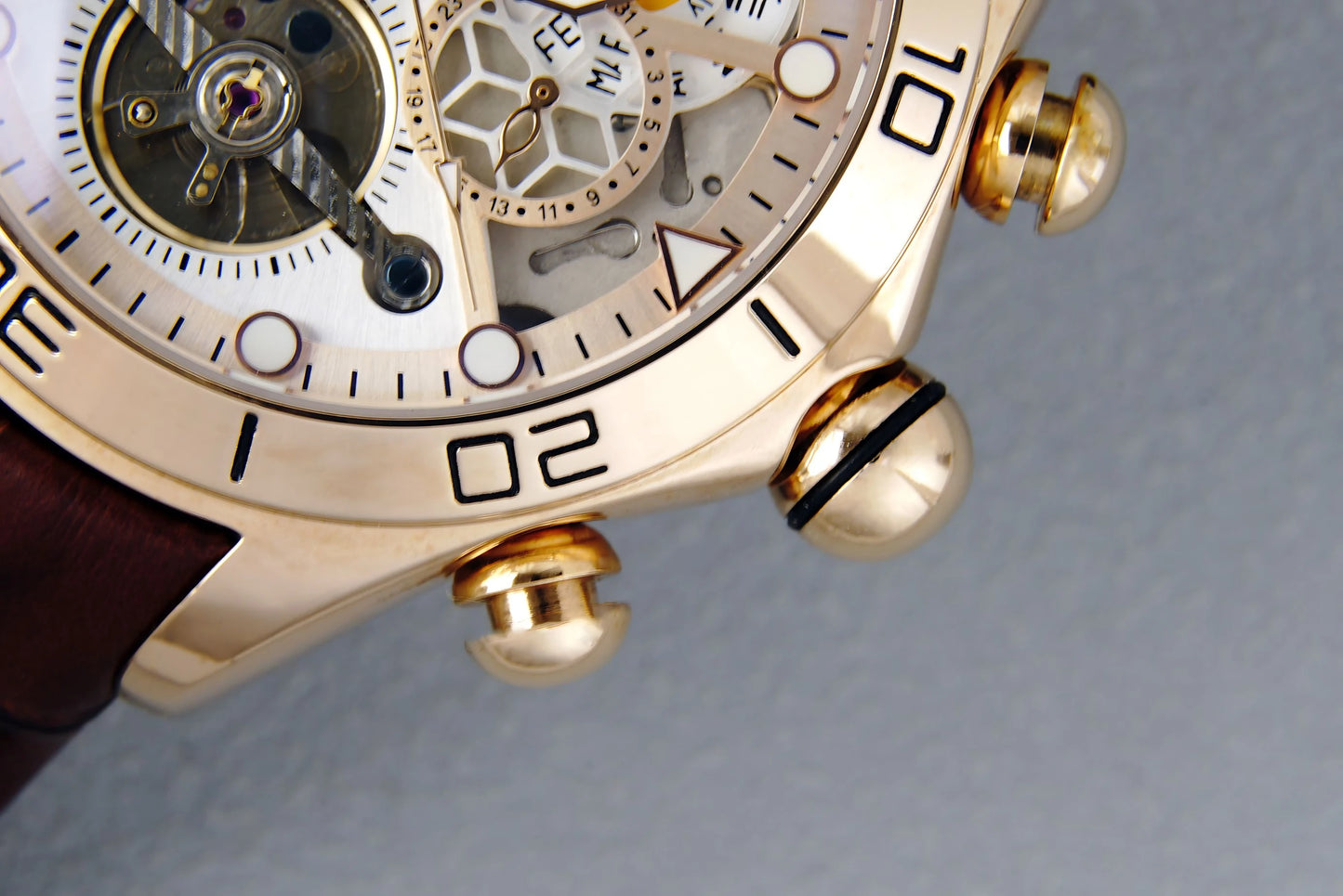 CASENO brand bubble perpetual calendar fully automatic tourbillon large dial mechanical watch belt watch -58284G