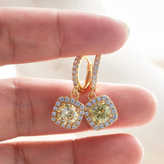 JoyceJelly 1ct GRA Certified Moissanite Earrings For Women 18 Color VVS D Solid Sterling Silver 925 Plated 18K Gold Fine Jewelry