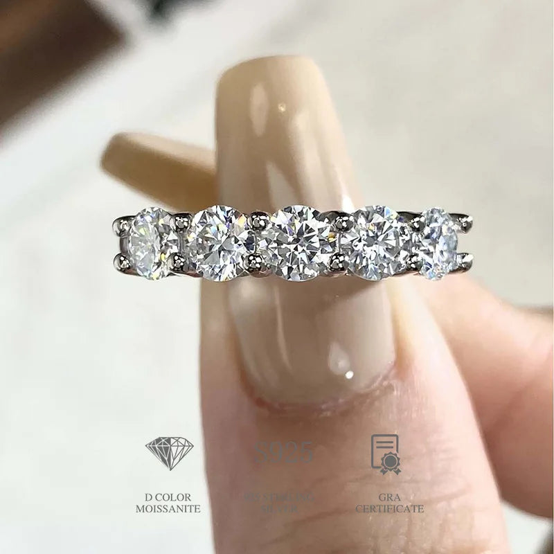 JoyceJelly 4mm D Color VVS Moissanite Ring For Women Total 1.5CT S925 Sterling Silver Jewelry Pass Diamond Tester Wedding Bands