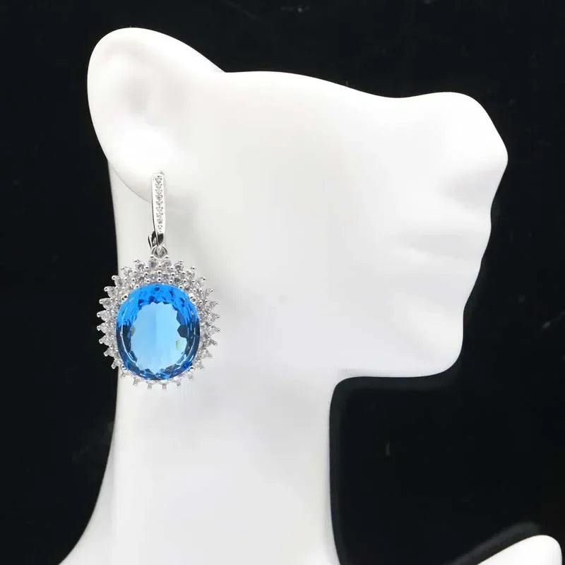 15g Customized 925 SOLID STERLING SILVER Earrings Sapphire Morganite Orange Spessartine London Blue Smoky Topaz Aquamarine CZ