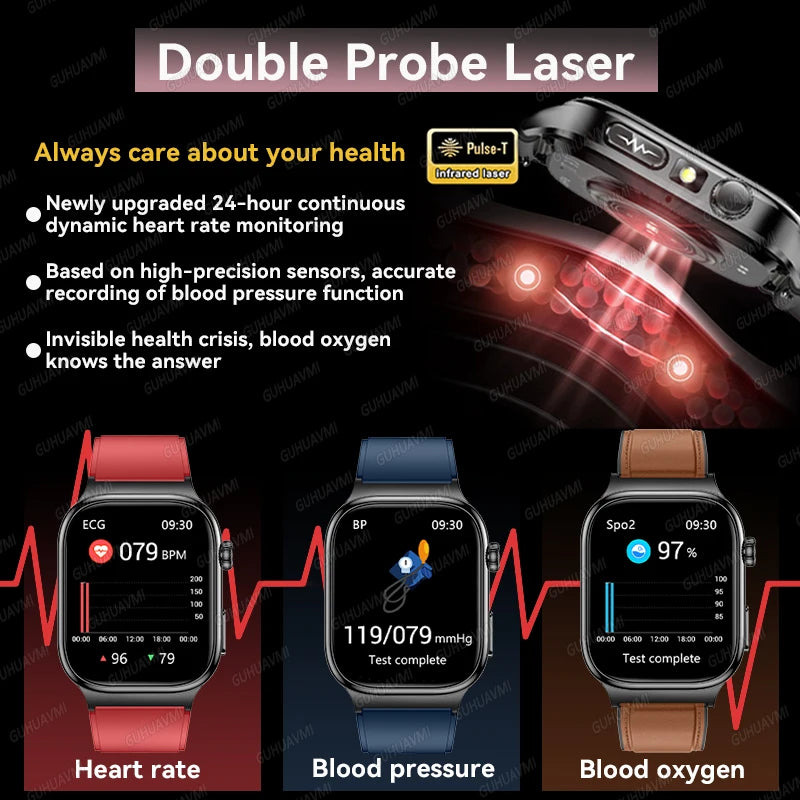 2025 New AI Human Health diagnosis ECG+HRV Smart Watch Blood Pressure Uric acid Blood lipid Bluetooth Call Smartwatch Men Women