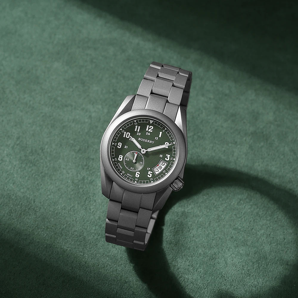 VOYAGER-Boderry Field Watch Titanium Quartz Watches 38 Mens 100M Waterproof Clock Military Sport Luminous Business Wristwatch